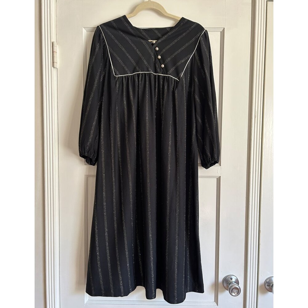 Vintage 1980's Black & Silver Striped Dress